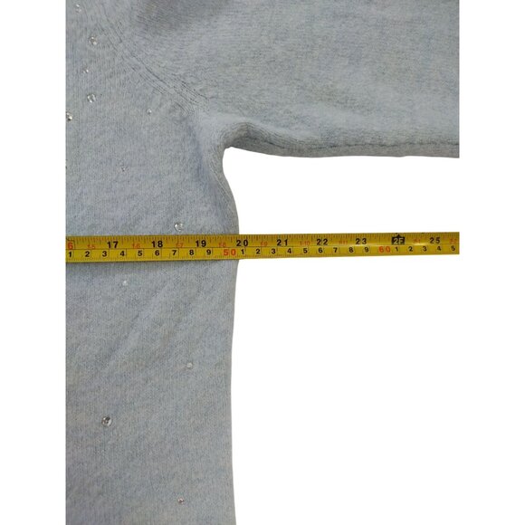 Elle women's blue long sleeve pearl embellished sweater, size L. - Picture 7 of 9